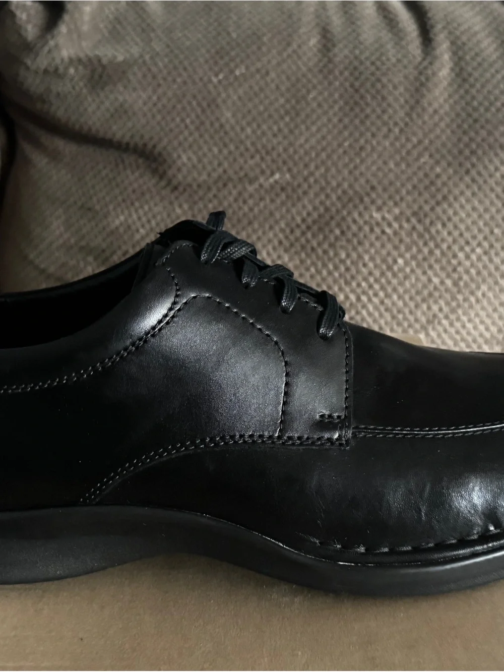 Black Leather Men's Lace-Up Oxford  Clark’s Kempton dress shoes formal 12W WIDE